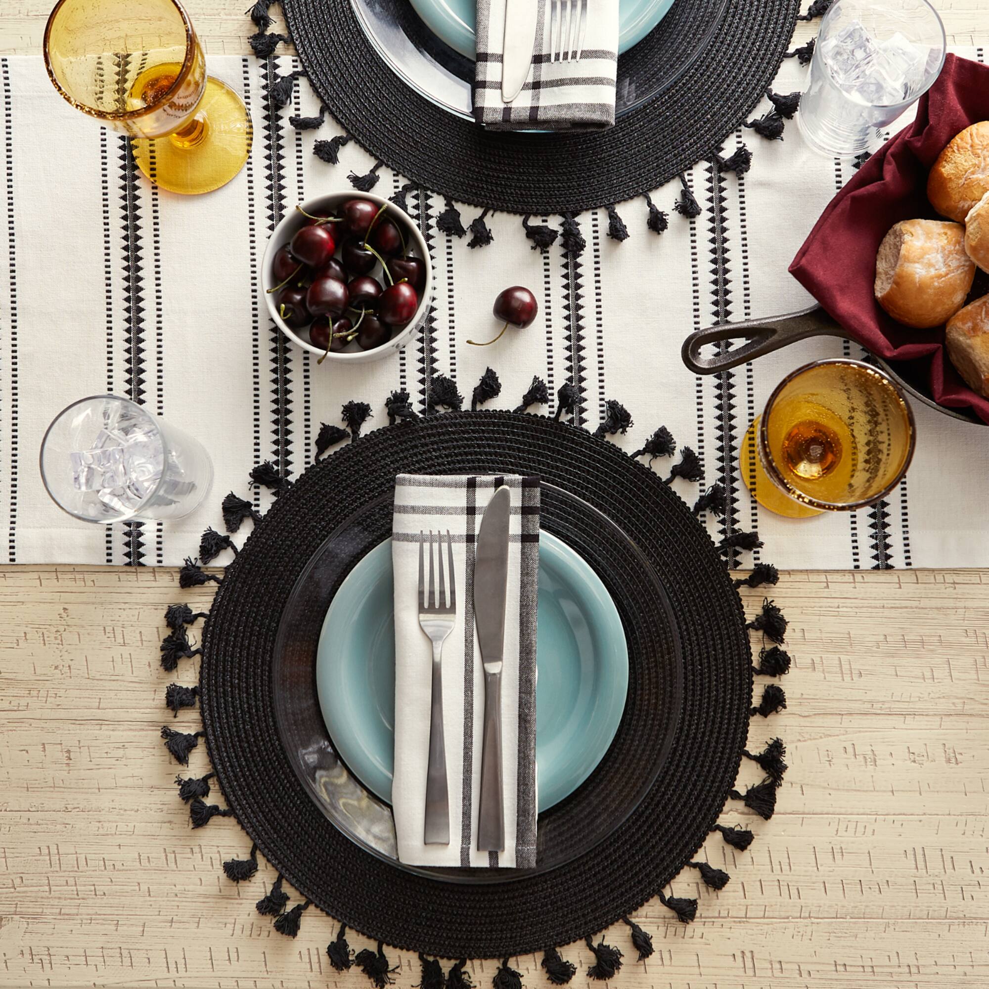 DII® Tassel Fringe Woven Round Placemats